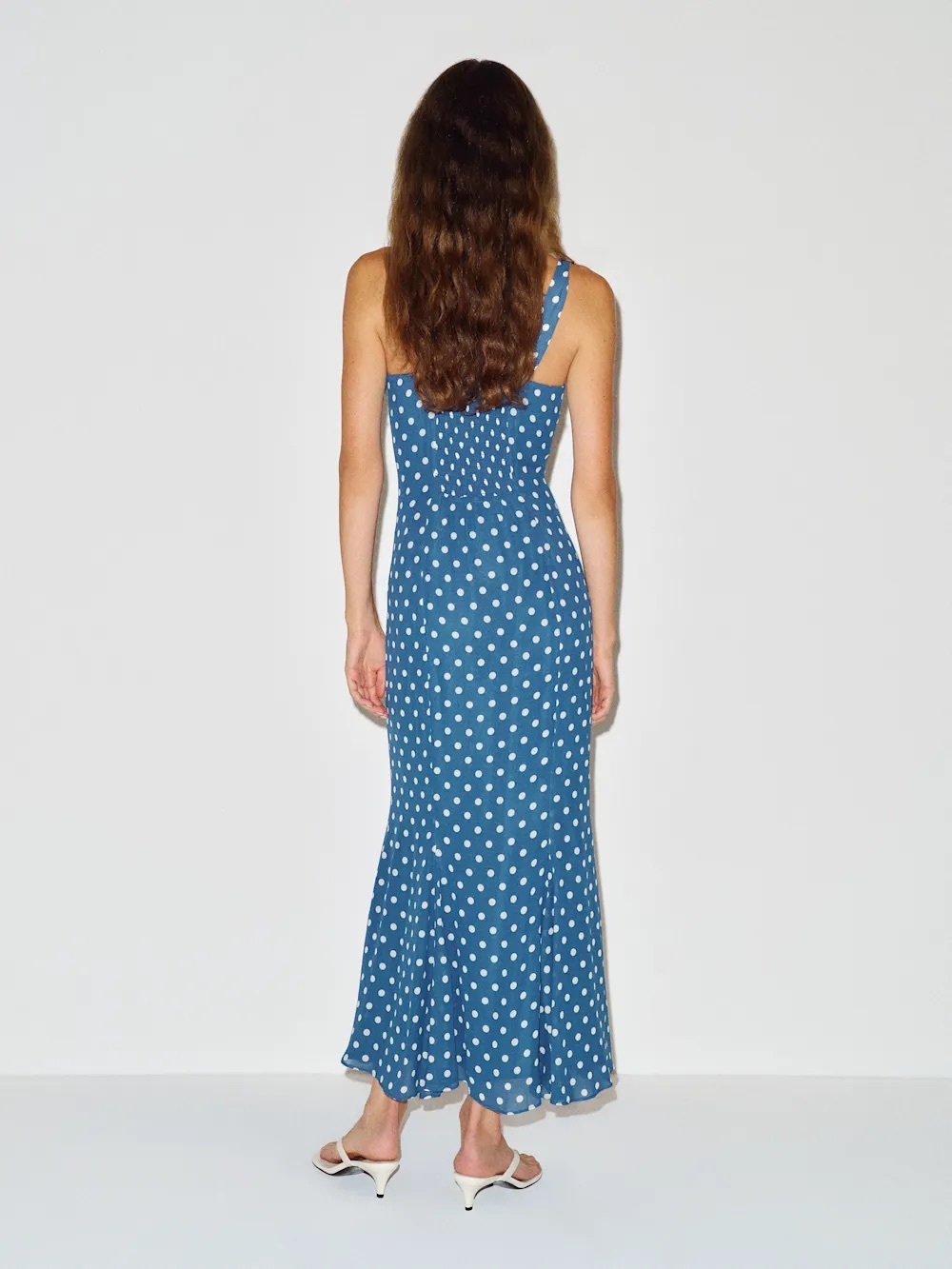 Reformation Blue Polka Dot Sleeveless Maxi Dress - Laine Dress - Picture 4 of 5